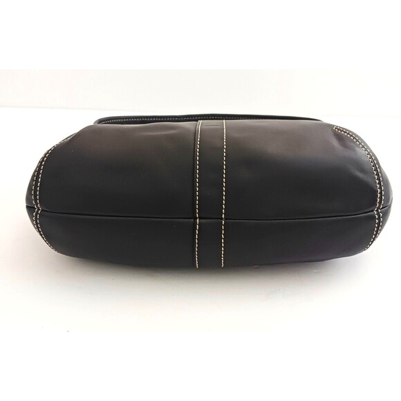 Coach Y2K Blk Leather Hobo Sufflette 10739 White Contrast Stitching - Picture 2 of 11